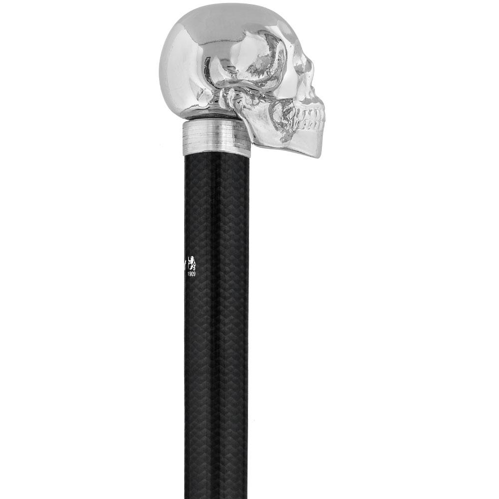 French Chrome Skull Handle Sword Stick: Carbon Fiber Shaft