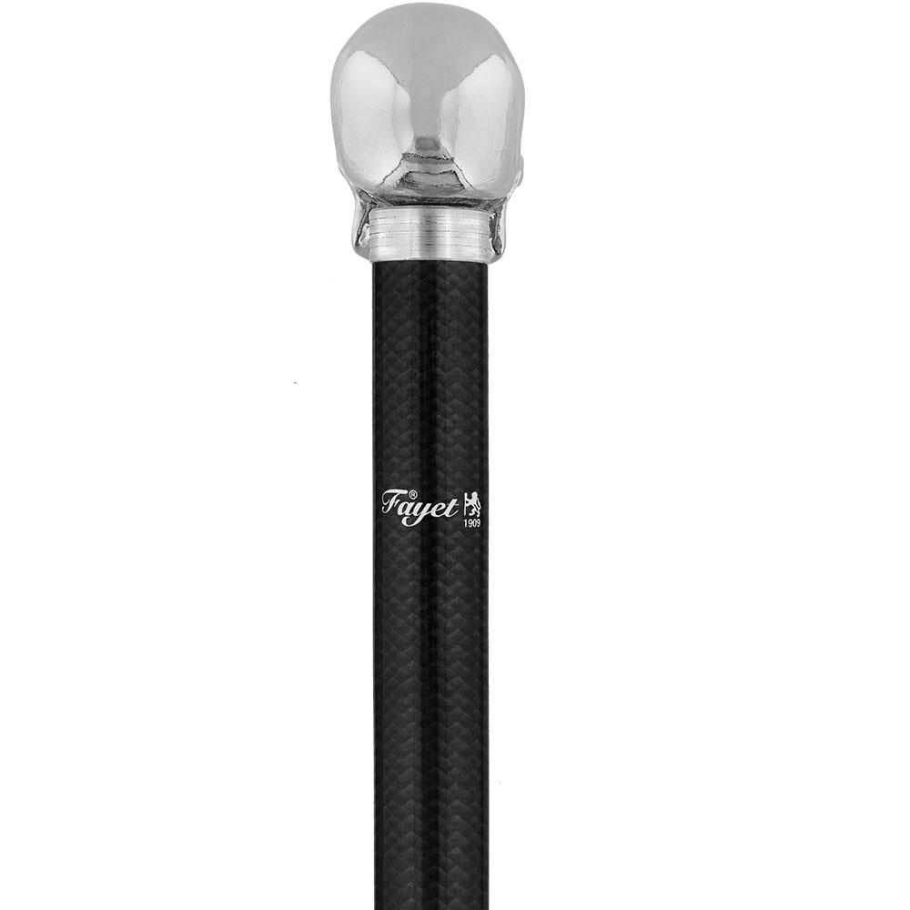 French Chrome Skull Handle Sword Stick: Carbon Fiber Shaft