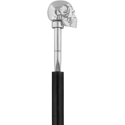 French Chrome Skull Handle Sword Stick: Carbon Fiber Shaft