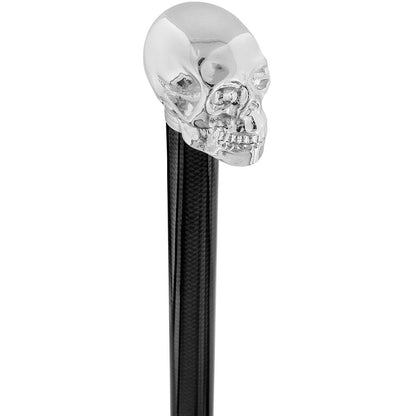 French Chrome Skull Handle Sword Stick: Carbon Fiber Shaft