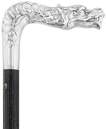 Dragon Cane Silver Plated Fritz Handle w/ Carbon Fiber Shaft