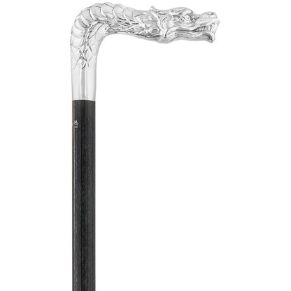 Dragon Cane Silver Plated Fritz Handle w/ Carbon Fiber Shaft