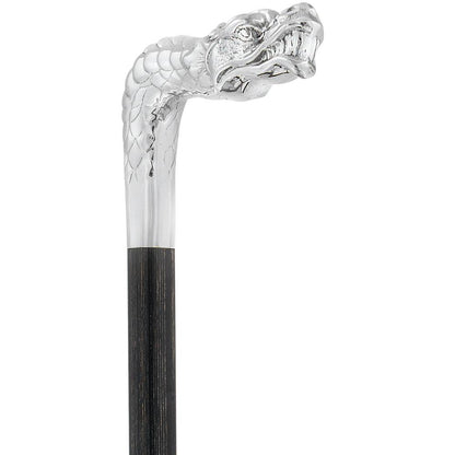 Dragon Cane Silver Plated Fritz Handle w/ Carbon Fiber Shaft