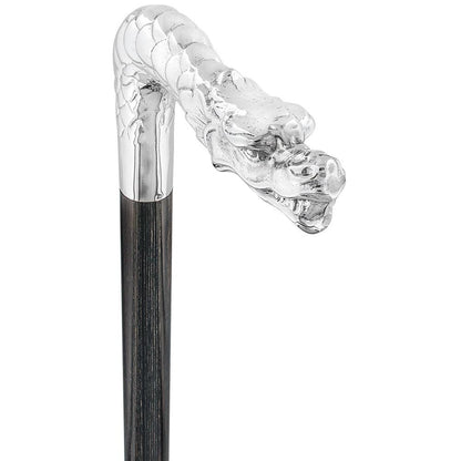 Dragon Cane Silver Plated Fritz Handle w/ Carbon Fiber Shaft