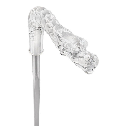 French Dragon Sword Cane: Silver Plated Fritz, Stamina Wood