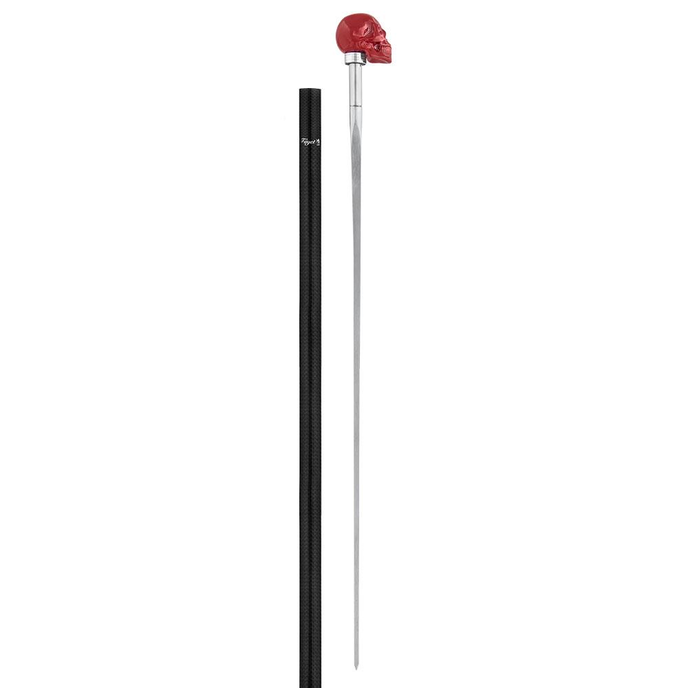Red Skull Handle Sword Walking Stick with Carbon Fiber Shaft
