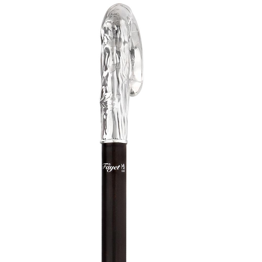 French Eve & Snake Silver Plated Cane: Carbon Fiber Shaft