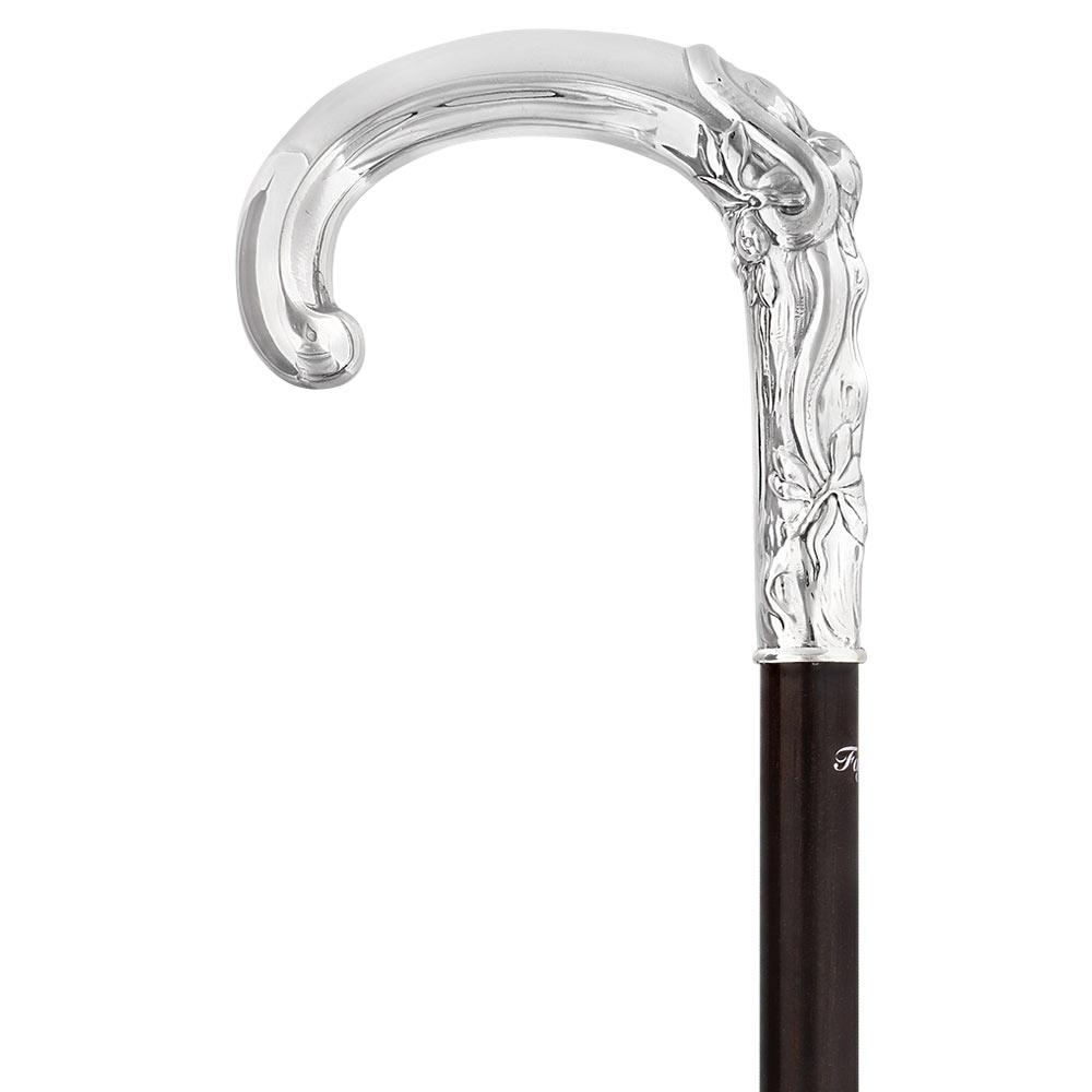 French Eve & Snake Silver Plated Cane: Carbon Fiber Shaft