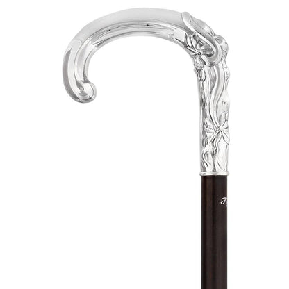 French Eve & Snake Silver Plated Cane: Carbon Fiber Shaft