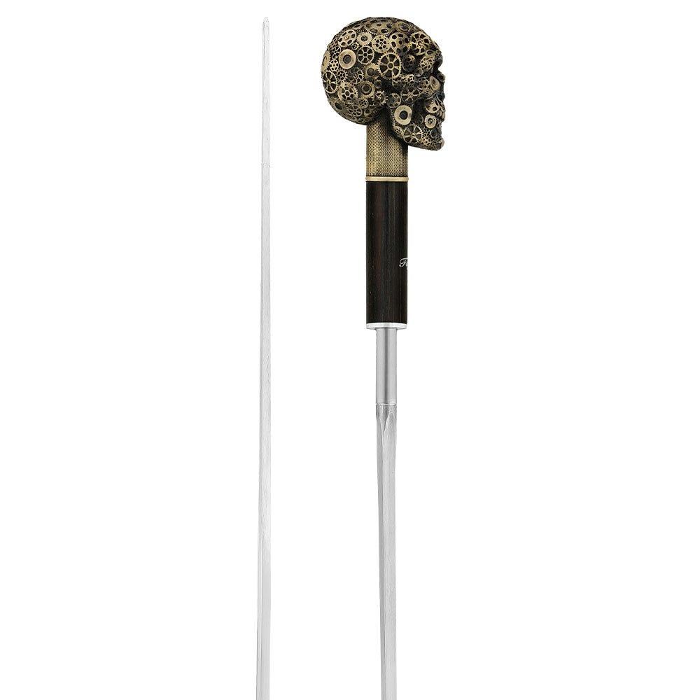 Steampunk Gears & Sword Cane w/ Black Stamina Wood Shaft (Designed by 2 Saints in Paris)