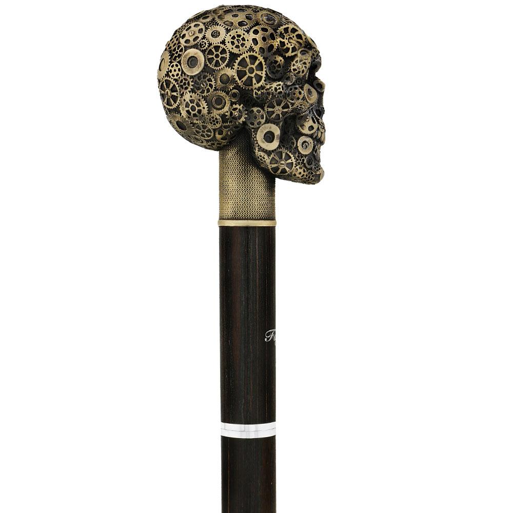Steampunk Gears & Sword Cane w/ Black Stamina Wood Shaft (Designed by 2 Saints in Paris)