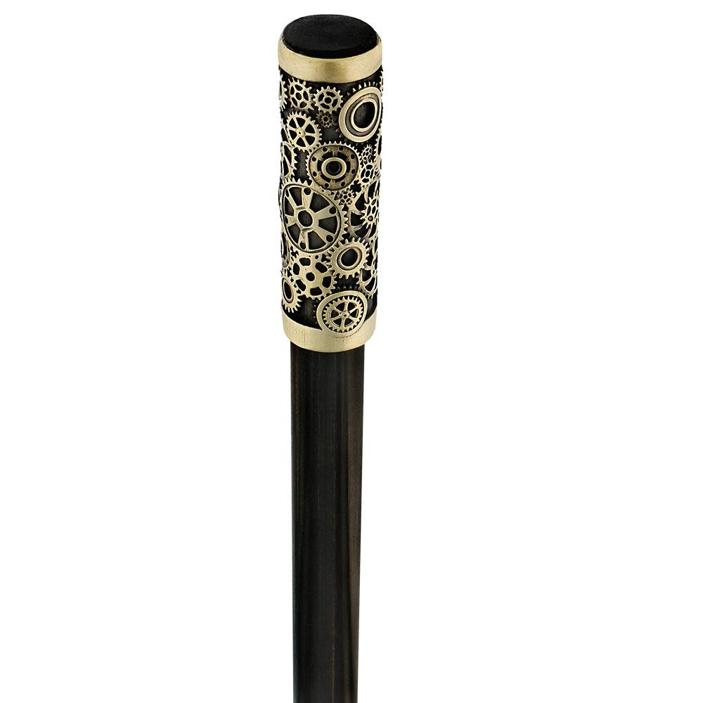 Steampunk Gears & Sword Cane w/ Black Stamina Wood Shaft (Designed by 2 Saints in Paris)