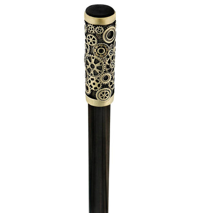 Steampunk Gears & Sword Cane w/ Black Stamina Wood Shaft (Designed by 2 Saints in Paris)