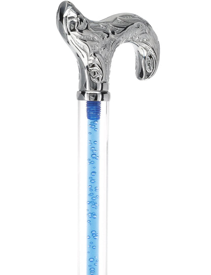 Color Crystal Elegance Chrome Derby Cane with Invisible Acrylic Shaft Options
