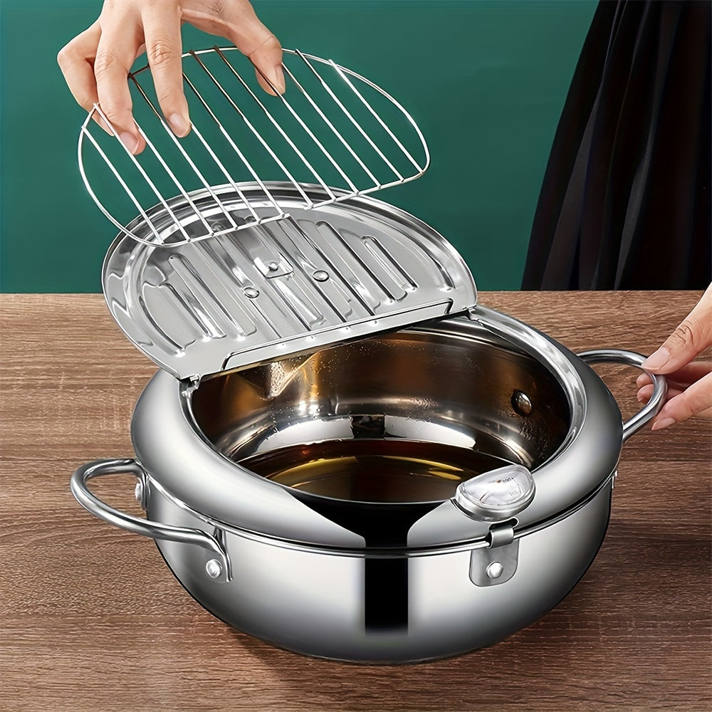 Tempura Stainless Steel Fryer Pot with Thermometer