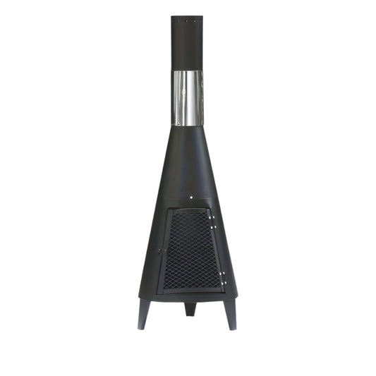 Outdoor Chimney Fireplace with Mesh Door Black Steel