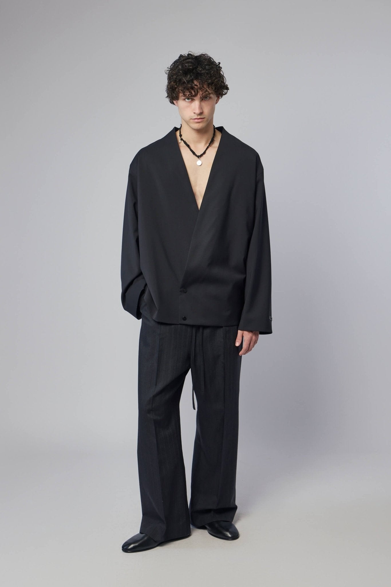 Relaxed Lapelless Jacket