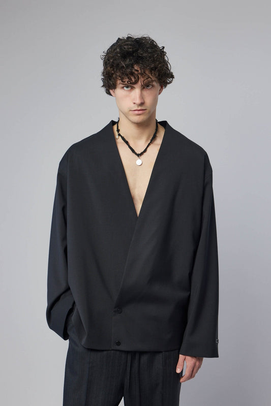 Relaxed Lapelless Jacket