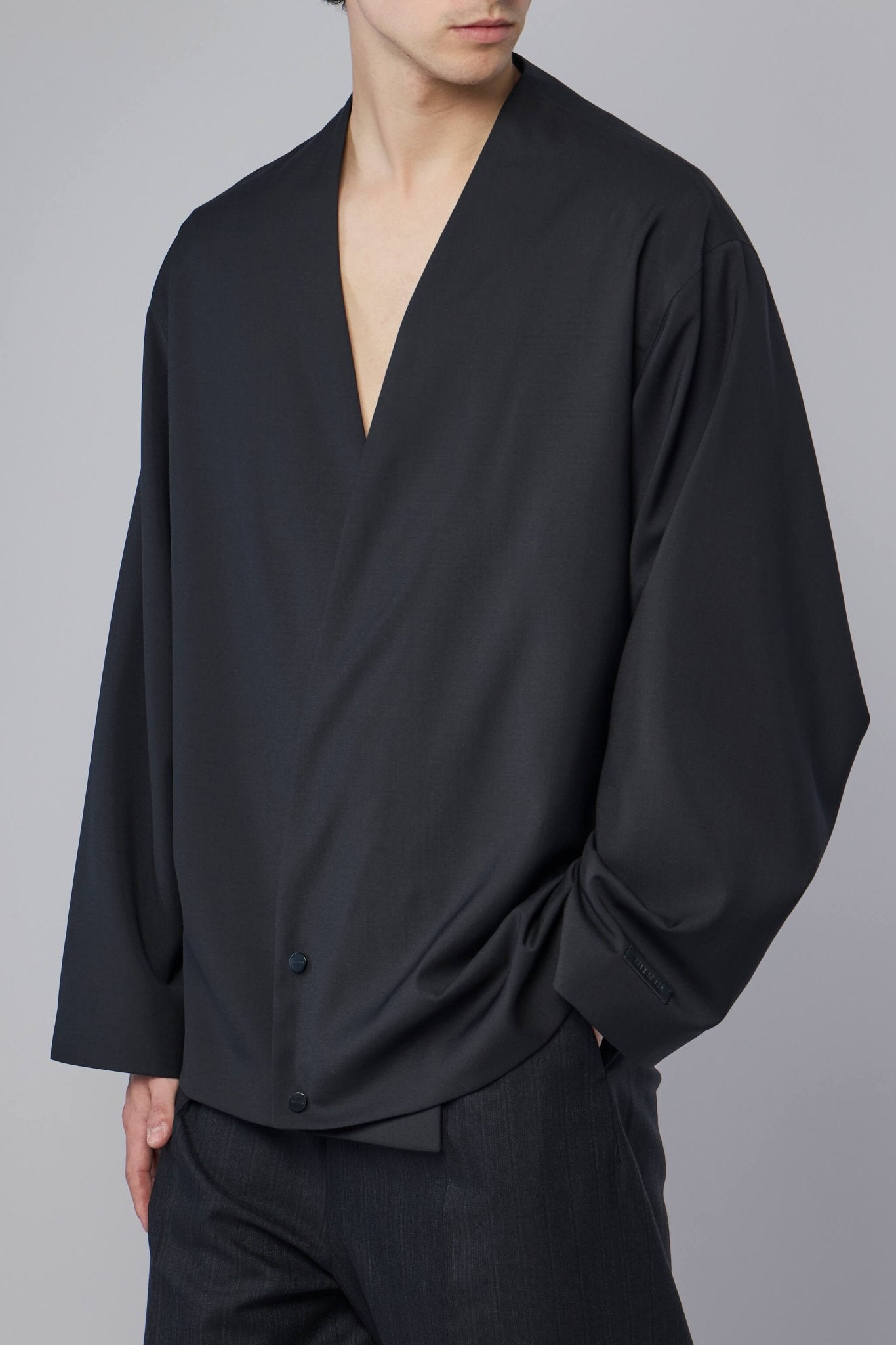 Relaxed Lapelless Jacket