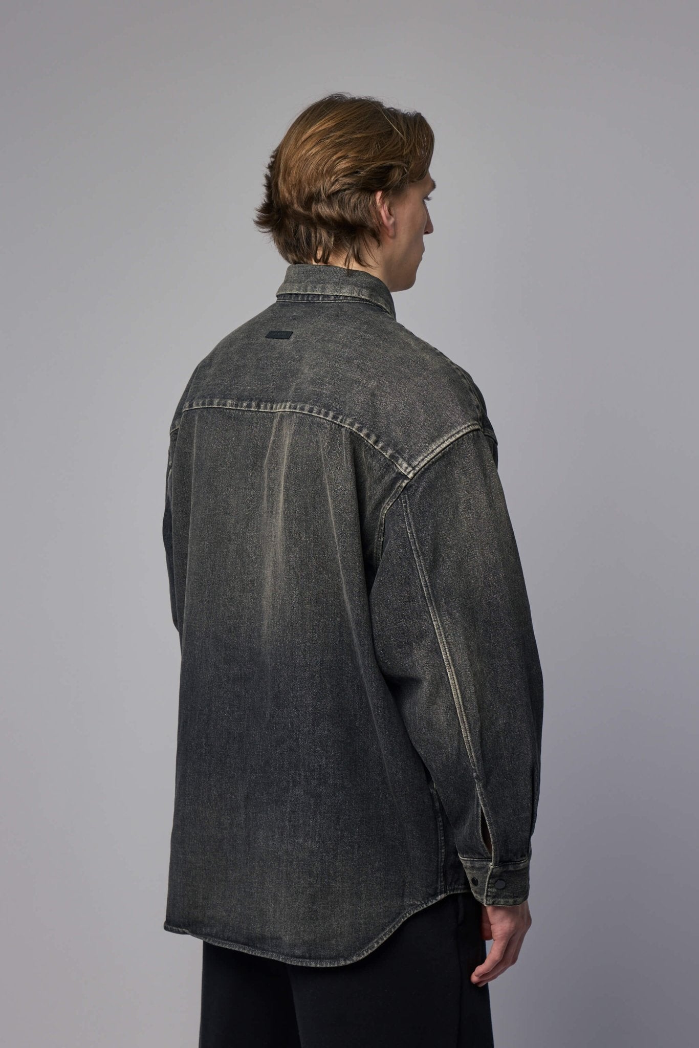 Snap Front Denim Overshirt Worn