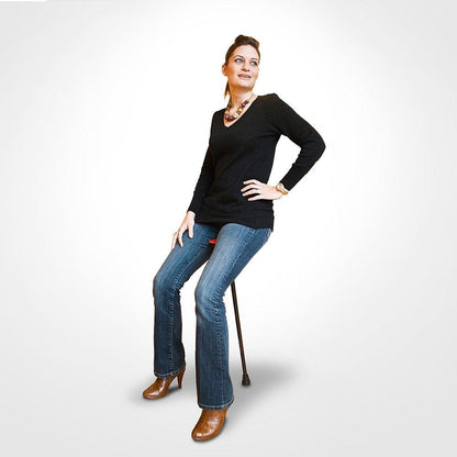 FlipStick Foldable Adjustable Seat Cane with Bag, Available in Black, Blue, and Red