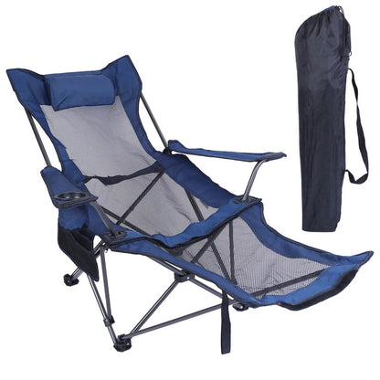 Foldable Camping Chair Heavy Duty Steel Lawn Chair with Reclining Backrest Angle