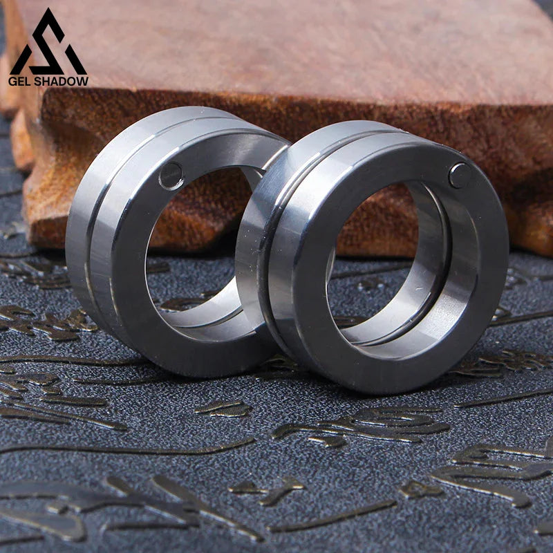 Four Finger Brass Knuckle Duster Fidget Ring Stainless Steel Foldable Defense-GS140