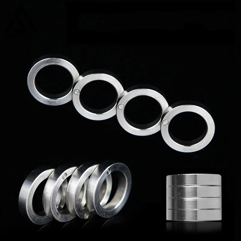 Four Finger Brass Knuckle Duster Fidget Ring Stainless Steel Foldable Defense-GS140