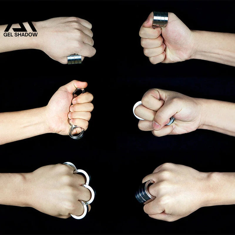 Four Finger Brass Knuckle Duster Fidget Ring Stainless Steel Foldable Defense-GS140