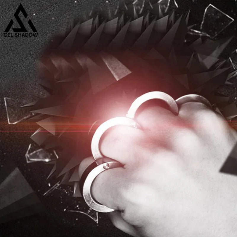 Four Finger Brass Knuckle Duster Fidget Ring Stainless Steel Foldable Defense-GS140