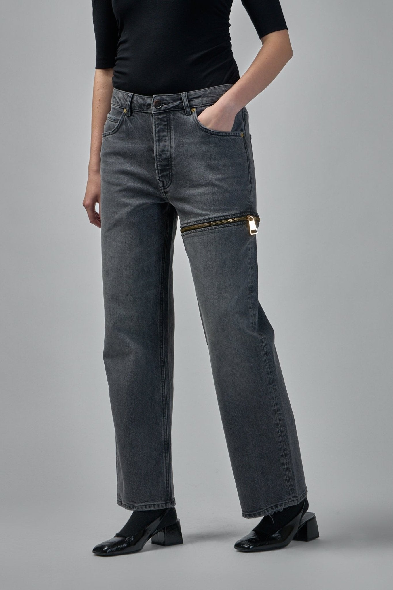Denim Zipper Trouser