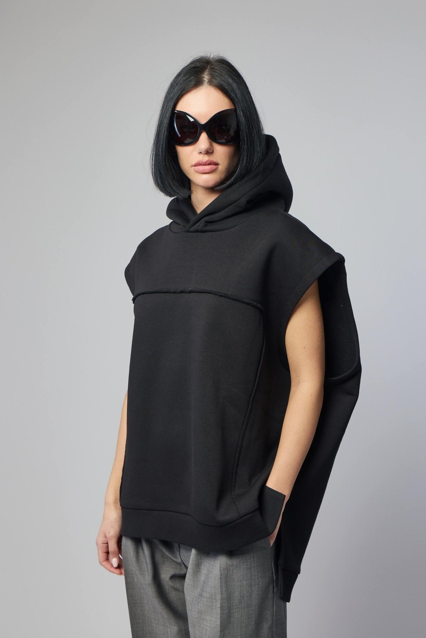 Hood Big Sleeveless Jumper Top