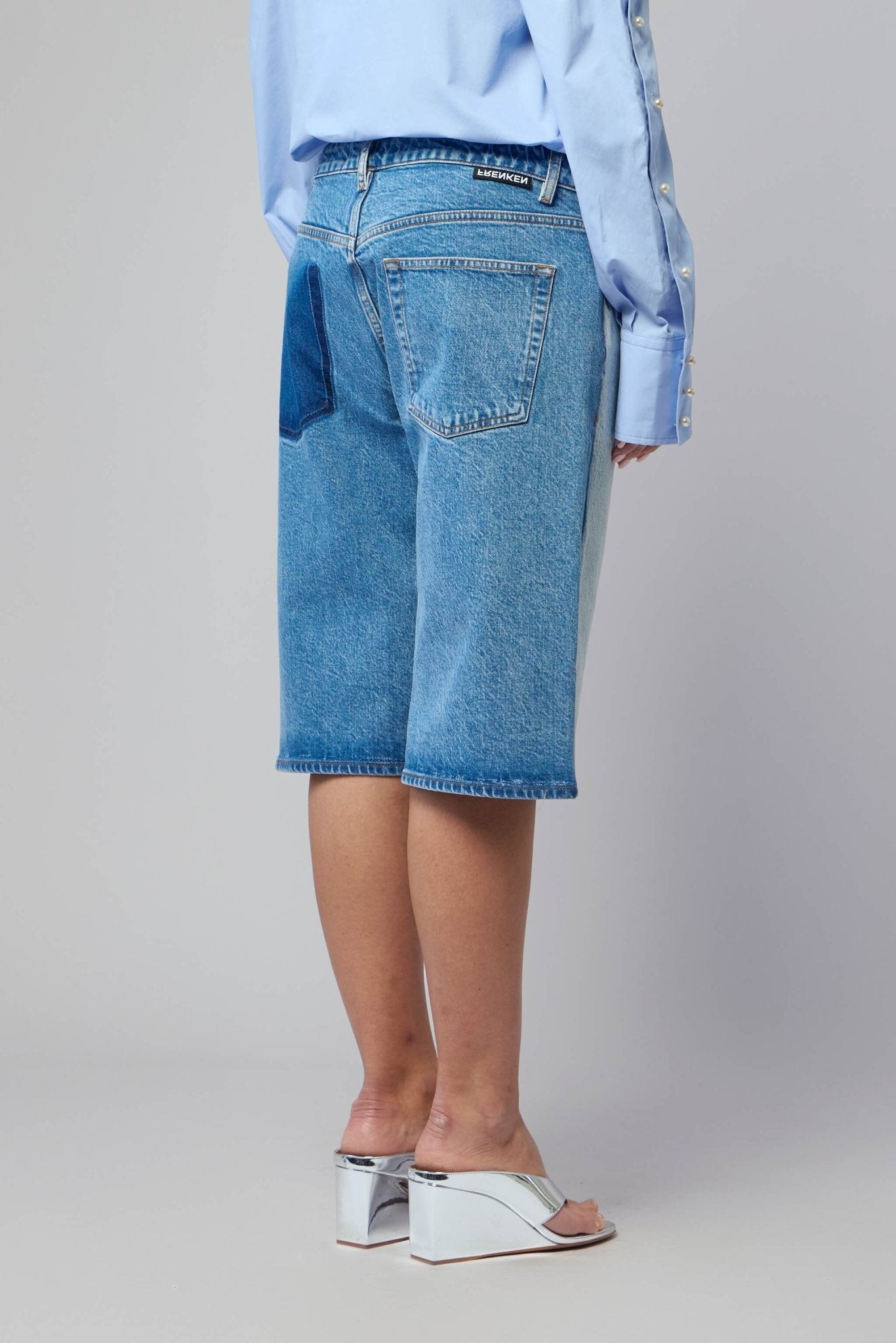 Short Two Color Blue Denim