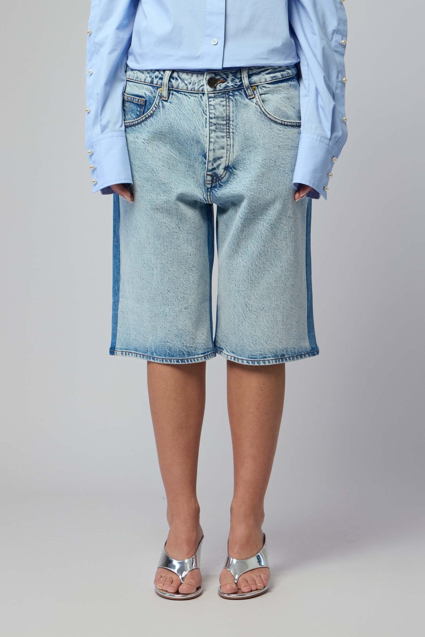 Short Two Color Blue Denim