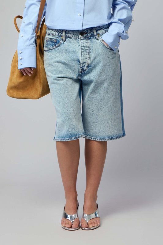 Short Two Color Blue Denim