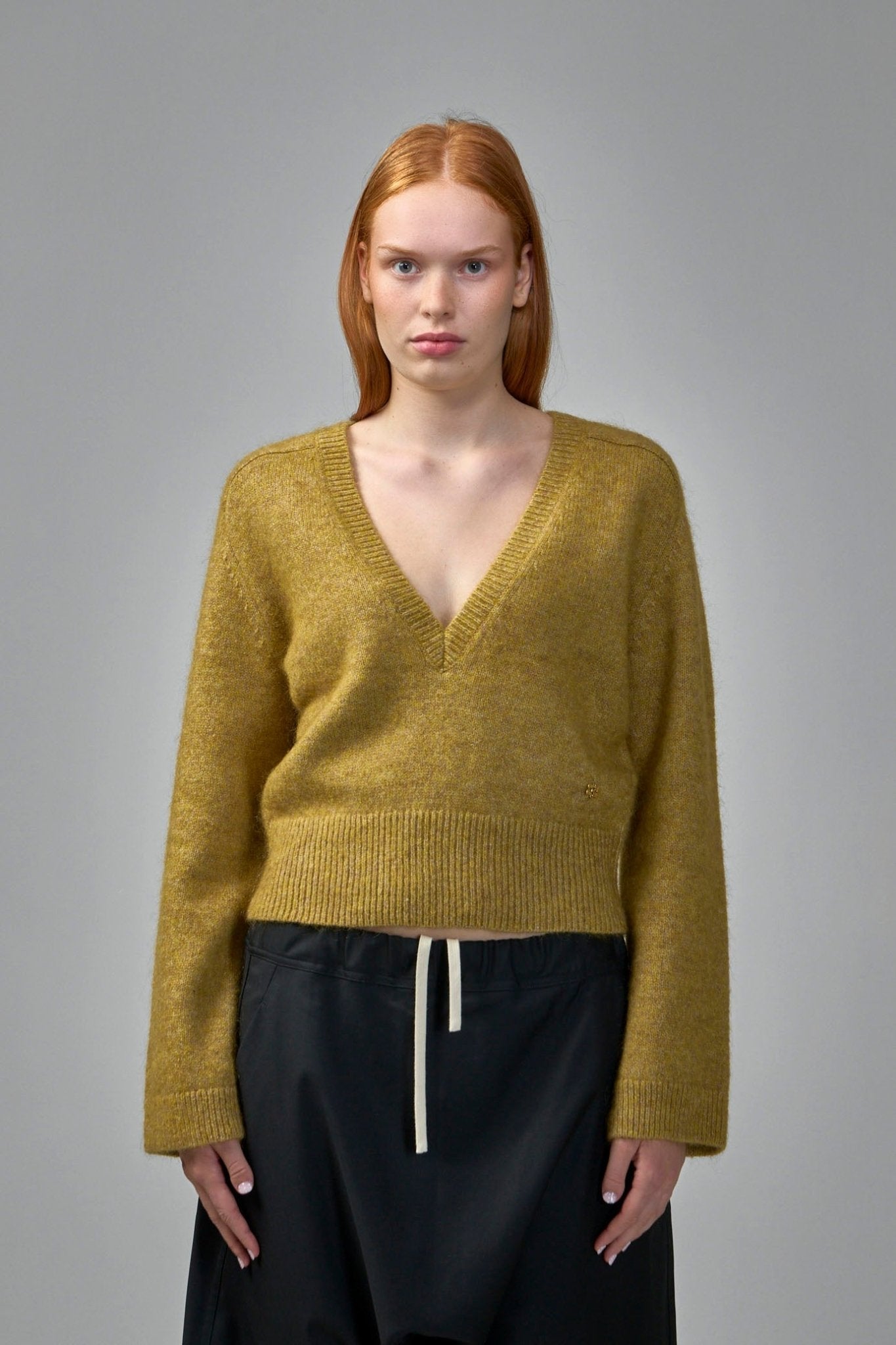 Brushed Mohair Mix Deep V-neck