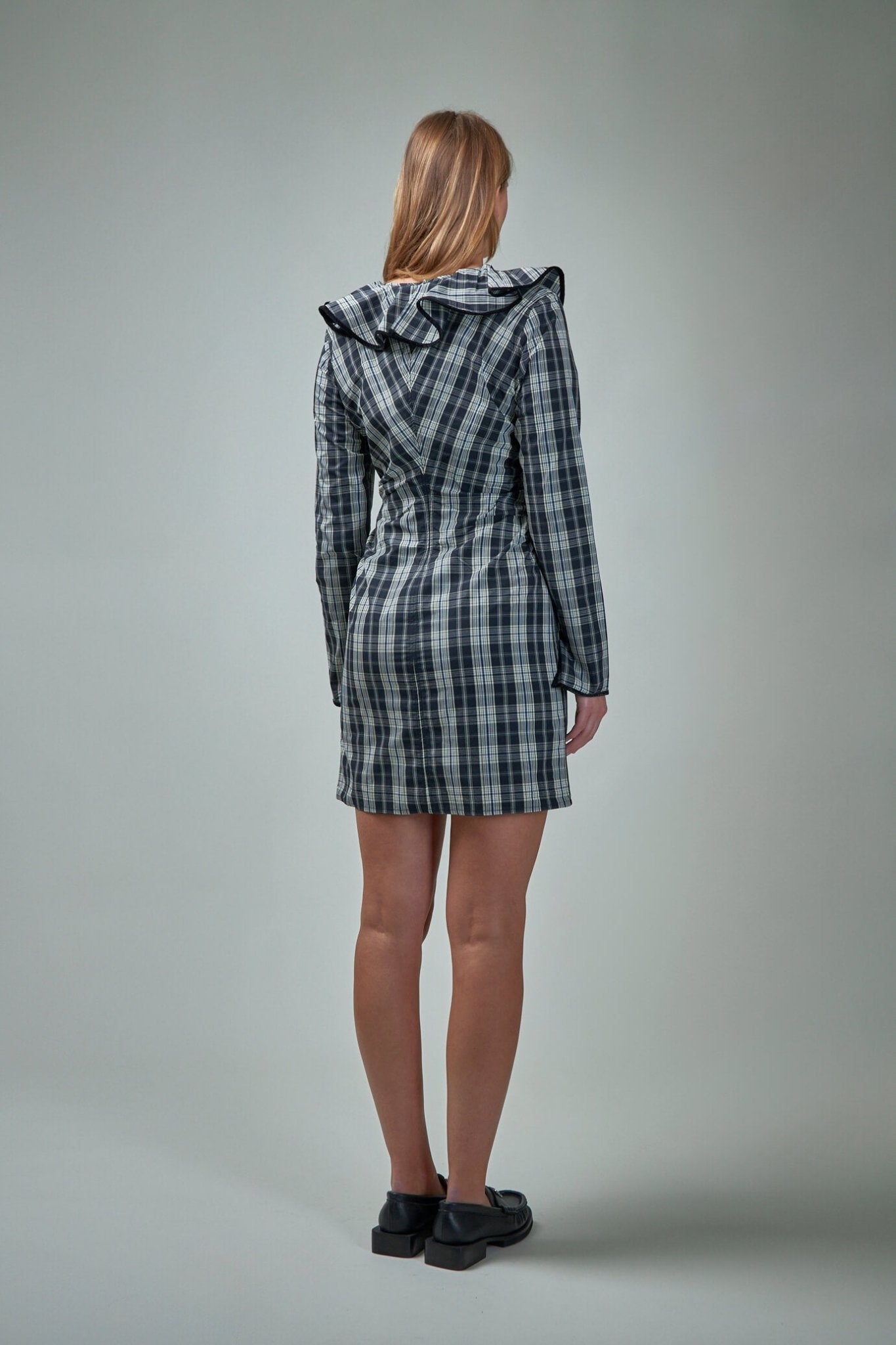 Check Cotton Mini Dress
