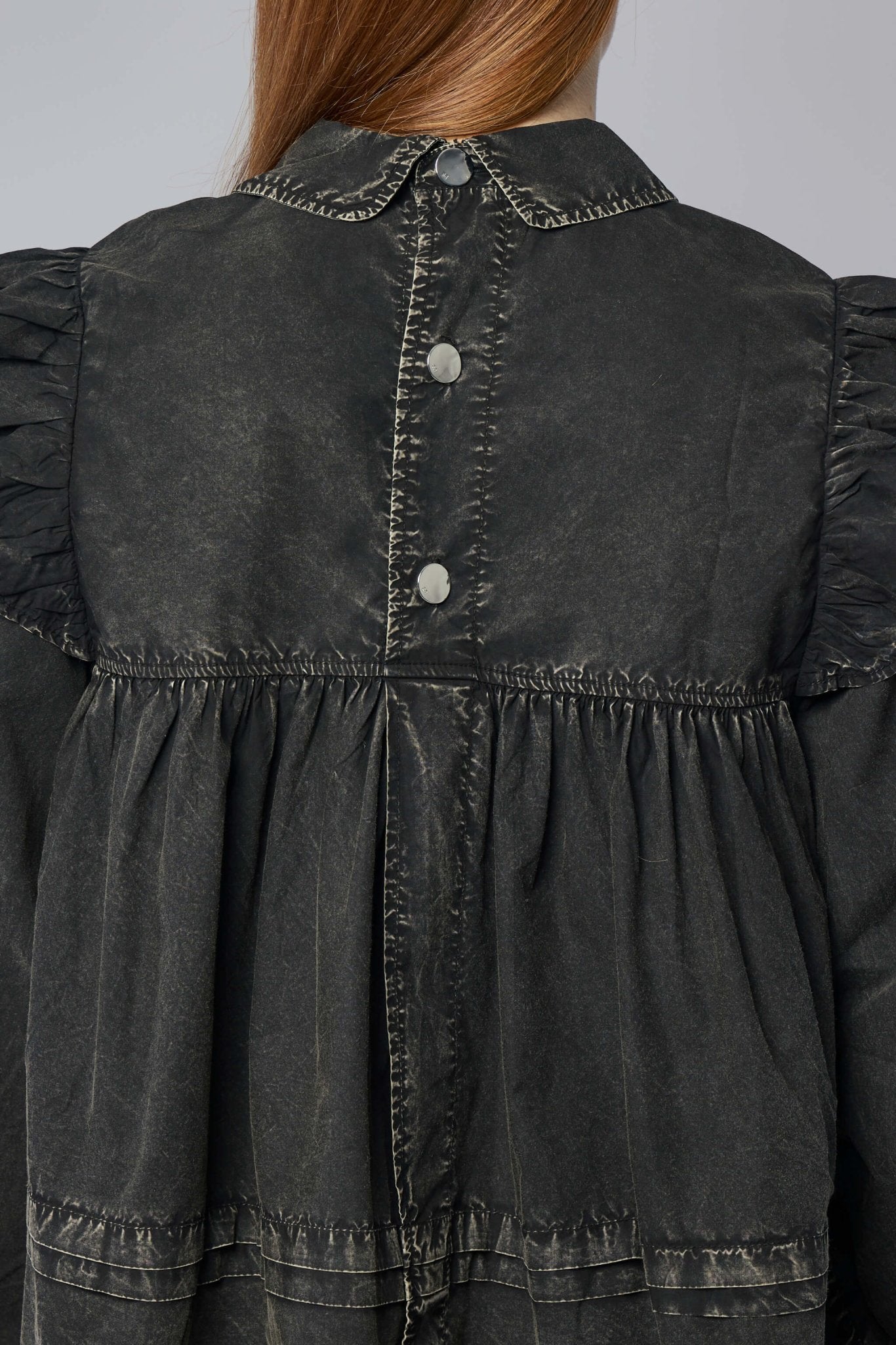 Black Washed Frill Blouse