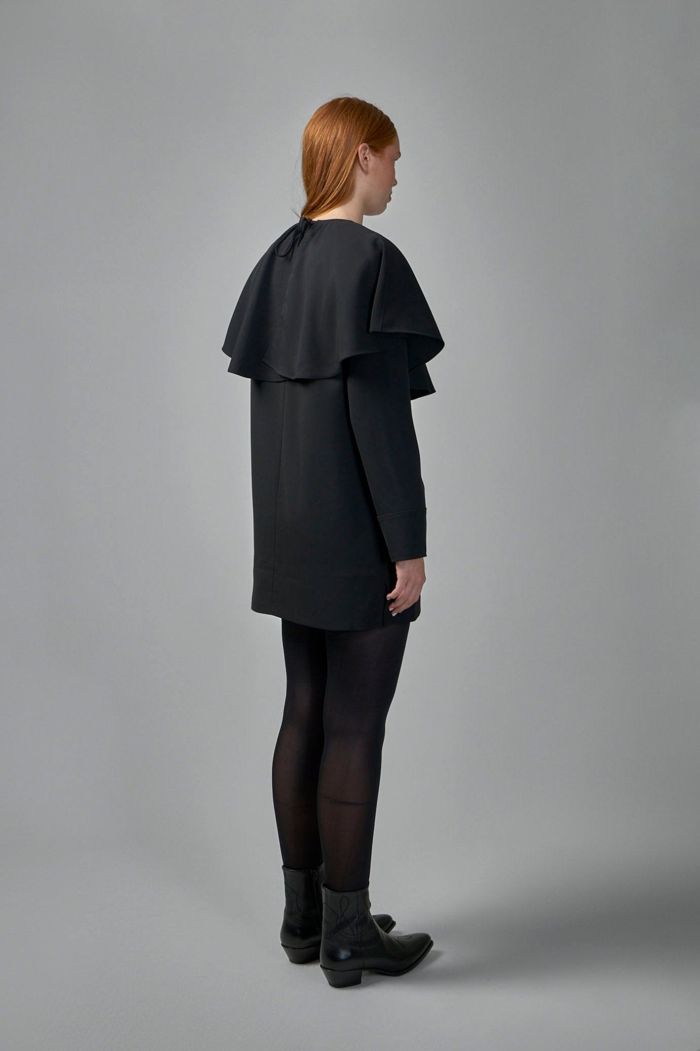 Light Twill Suiting Circle Collar Mini Dress