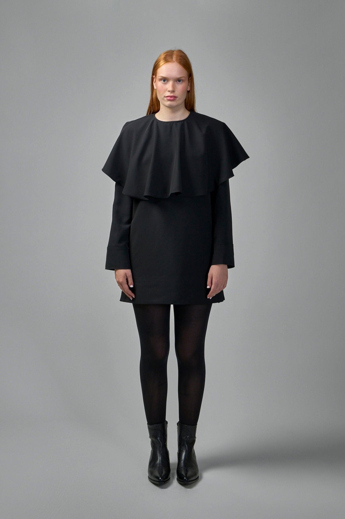 Light Twill Suiting Circle Collar Mini Dress