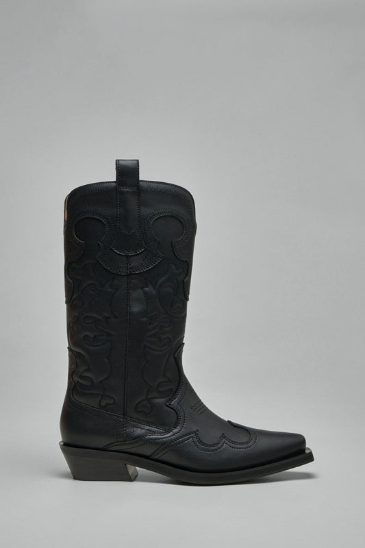 Mid Shaft Embroidered Western Boot