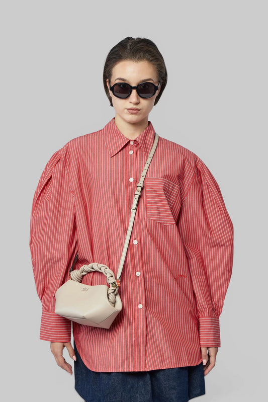 Oxford Stripe Pleated Sleeve Shirt