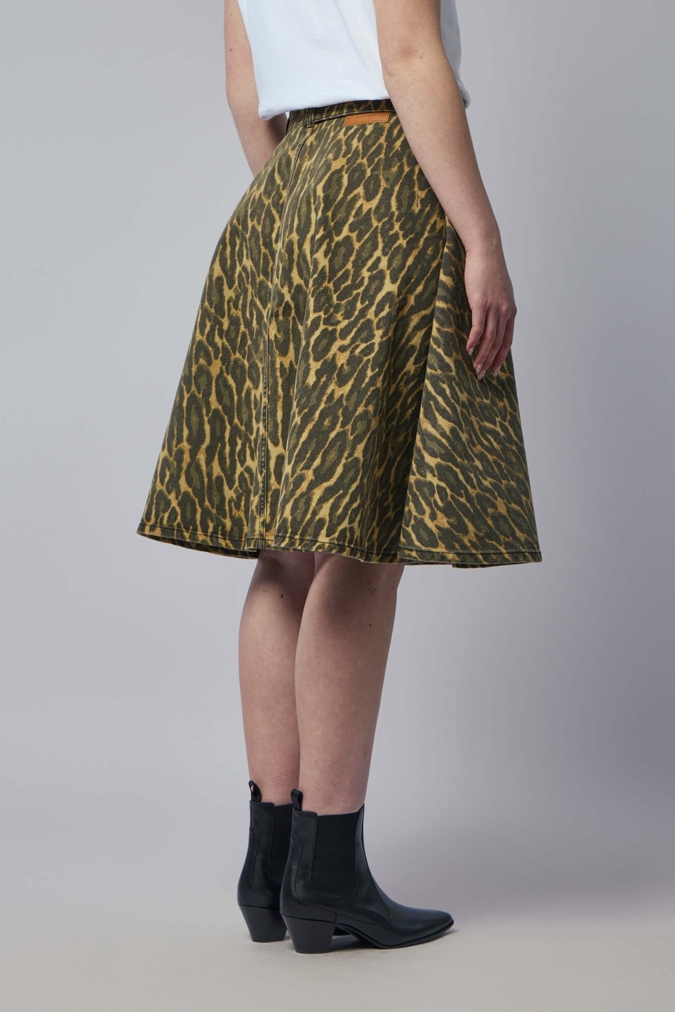 Leopard Denim Wrap Skirt
