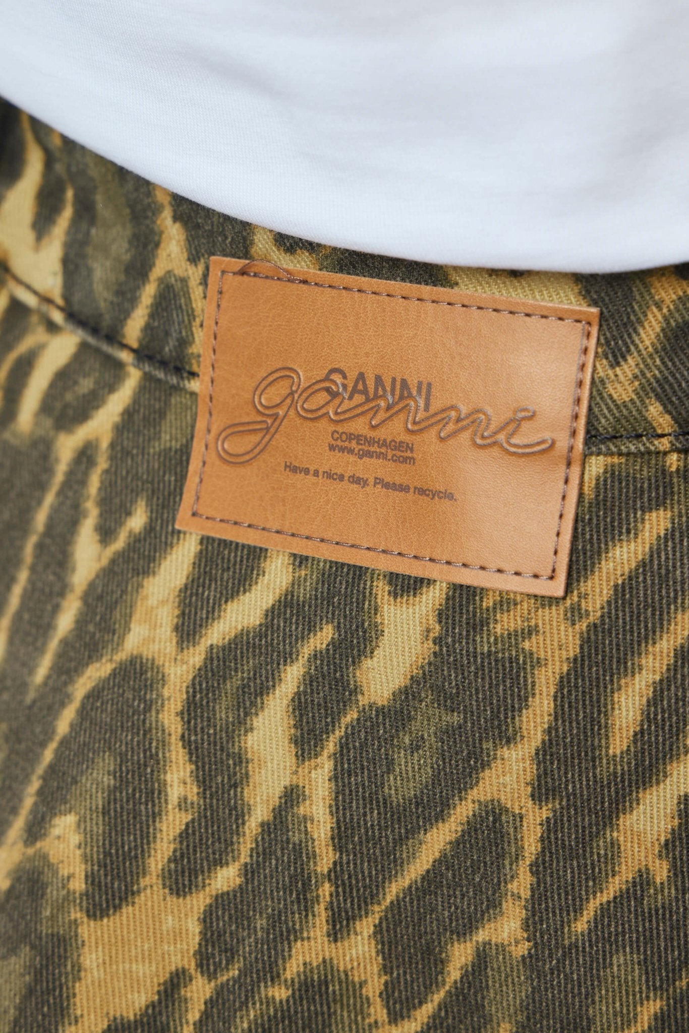 Leopard Denim Wrap Skirt