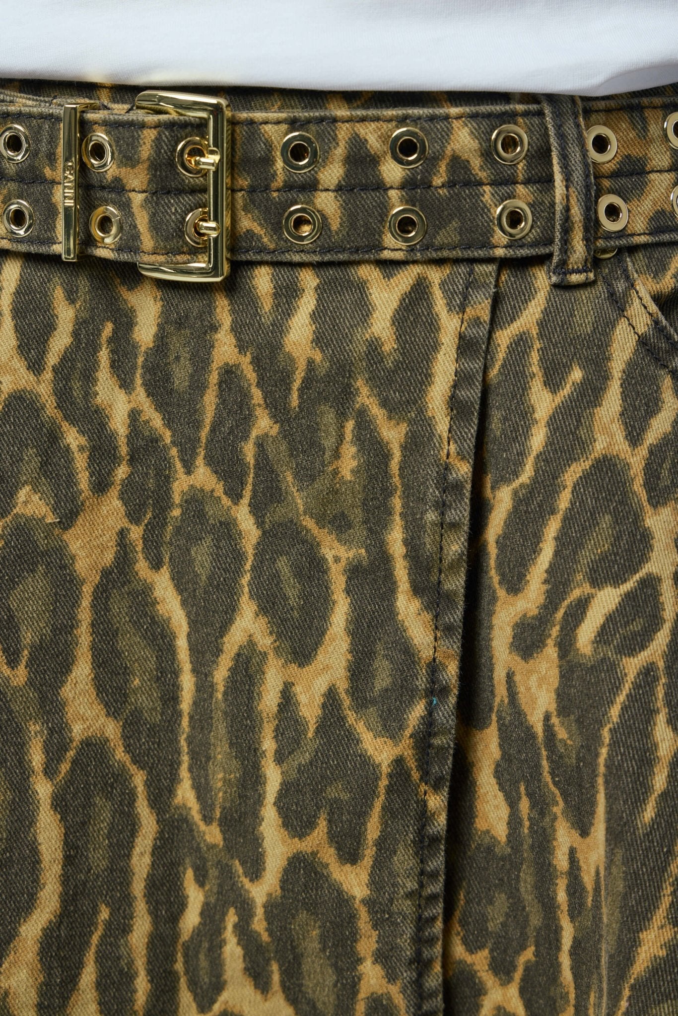 Leopard Denim Wrap Skirt