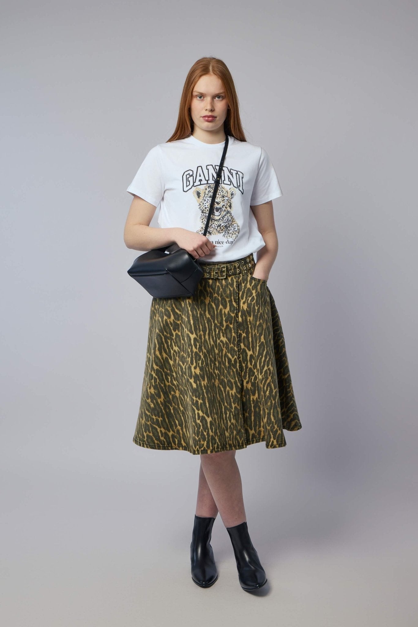 Leopard Denim Wrap Skirt
