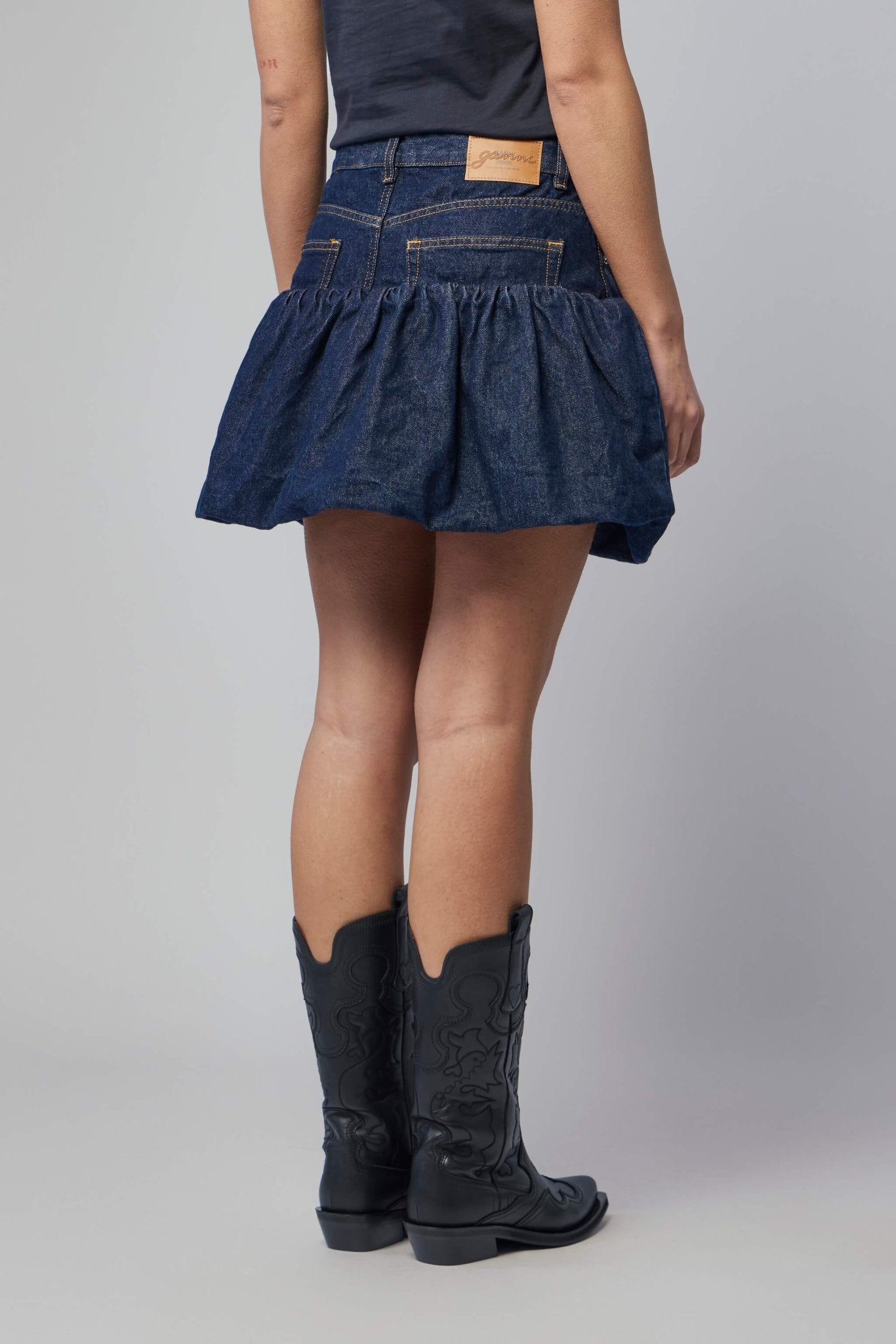 Rinse Denim Bubble Mini Skirt
