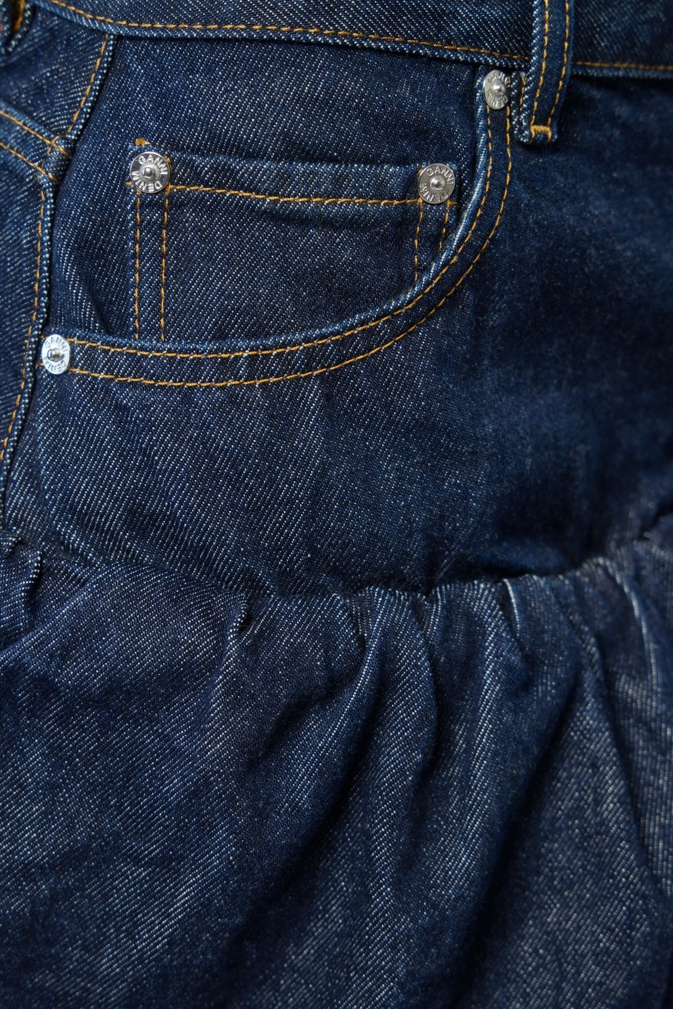 Rinse Denim Bubble Mini Skirt