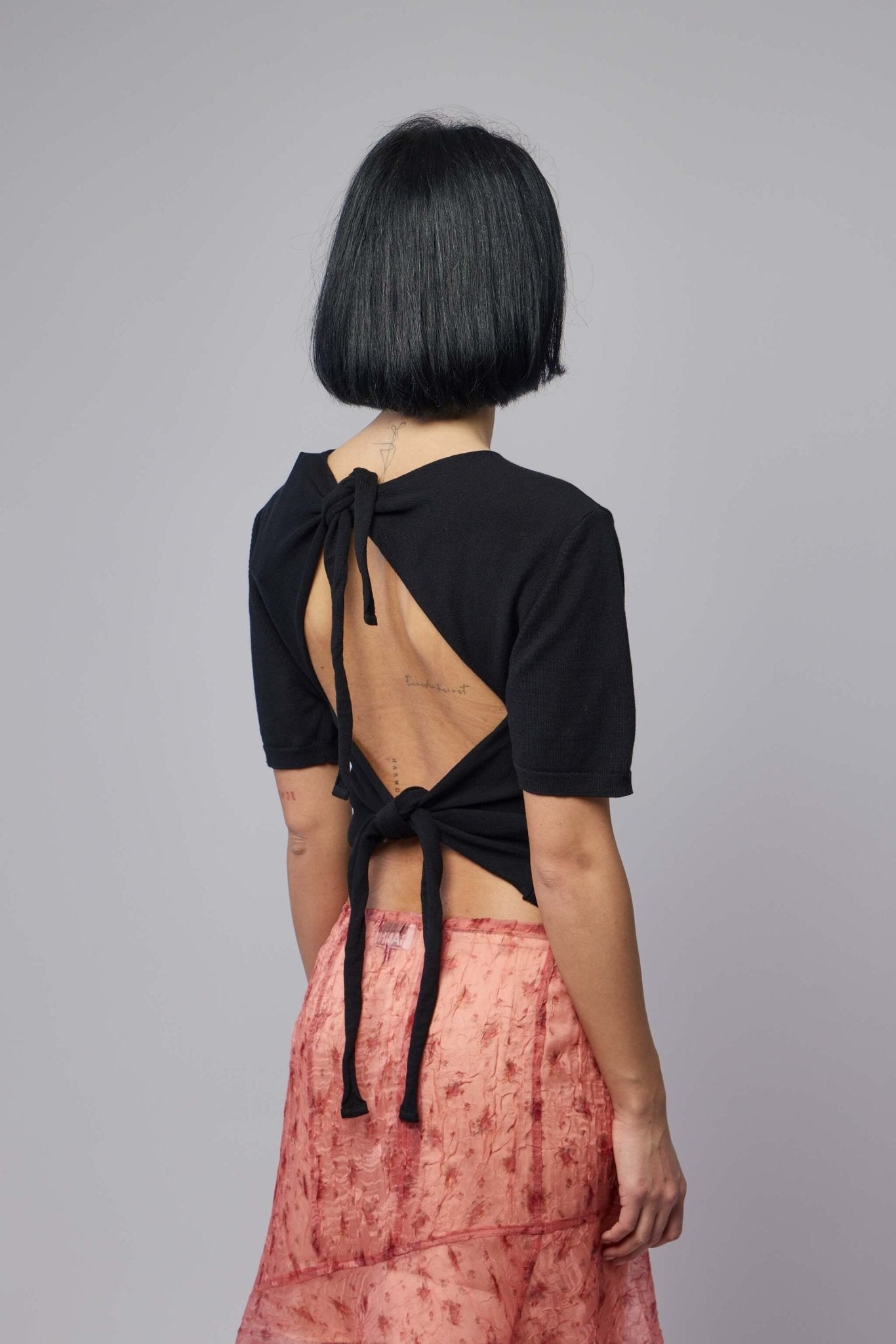 Sheer Cotton Back Tie Top