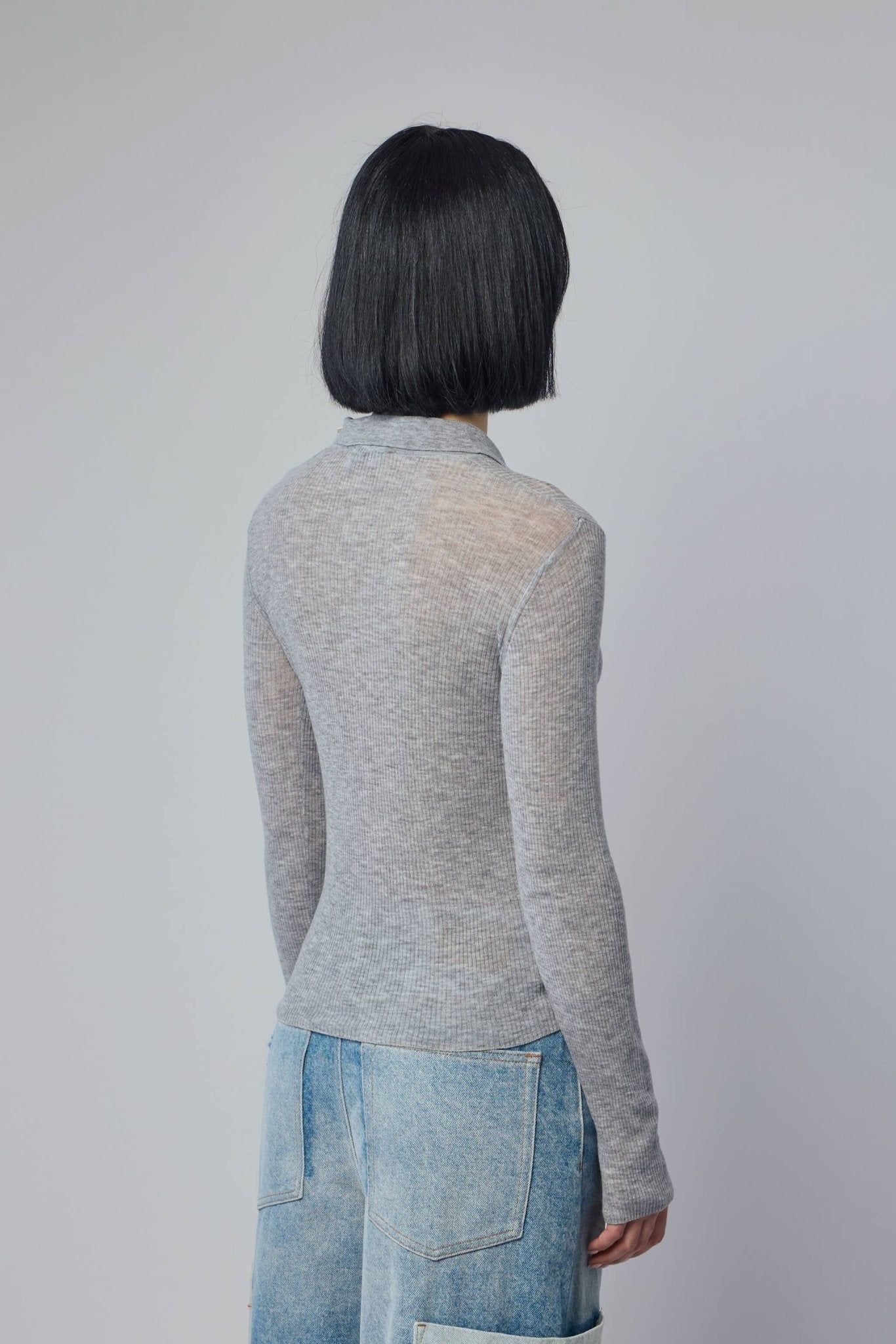 Sheer Wool Ribbed Polo